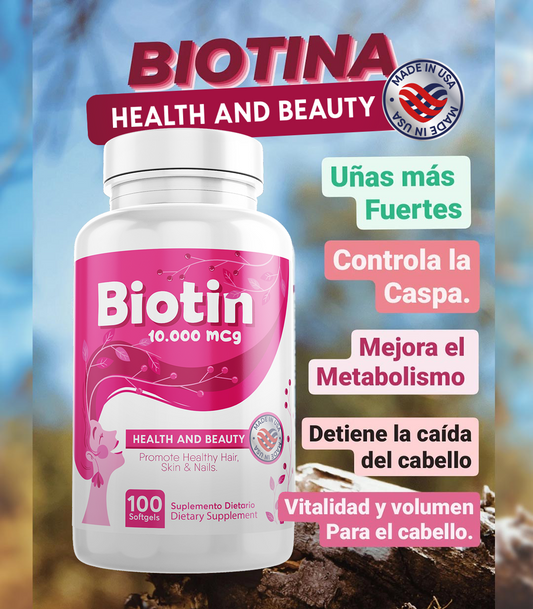 Oferta Compra 3 Biotinas 10.000 X 100 Lleva 1 Vitamina C polvo ¡Gratis!