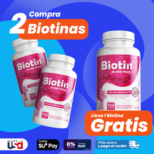 Promo paga 2 lleva 3 Biotina 10000 mcg