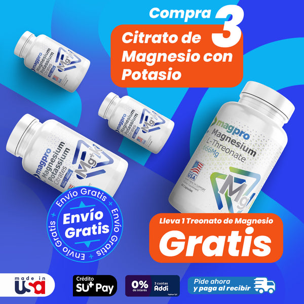 Oferta Compra 3 Citrato Magnesio + potasio Lleva 1 L Treonato ¡Gratis !