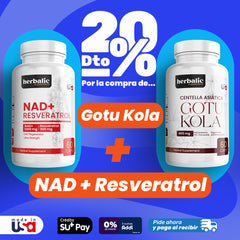 Combo NAD+ & Resveratrol 60 cápsulas + Gotu Kola 60 cápsulas